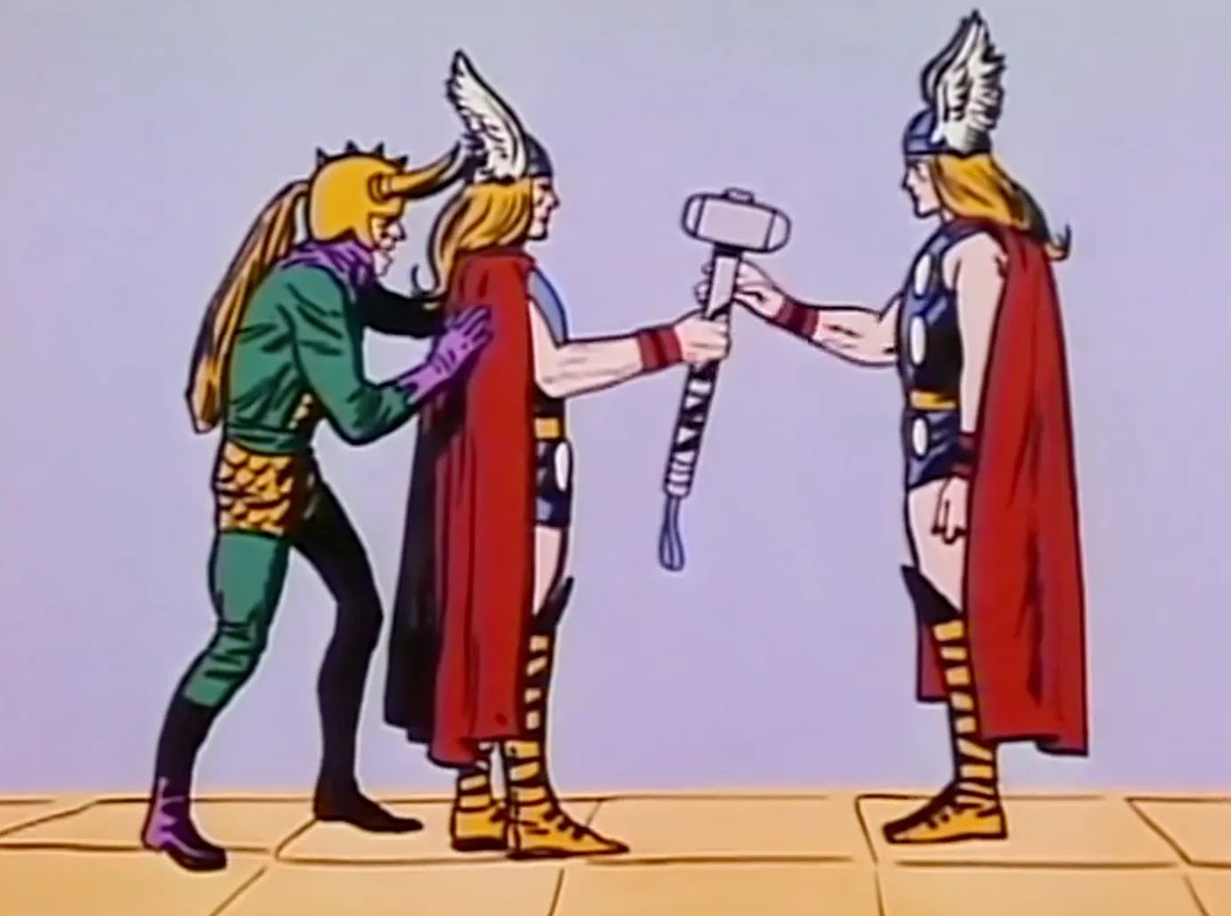 Thor Hands his Hammer to an Illusion of Himself